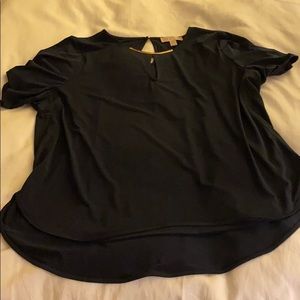 Navy Michael Kors jersey top with gold neck detail